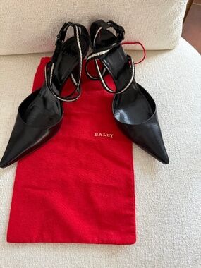 Bally Black Pointed-Toe Strappy Heels